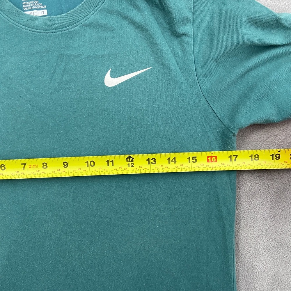 Nike Athletic T Shirt Sz Small Teal Dri Fit Cotton Sweat Wicking Crew Neck - Picture 8 of 10